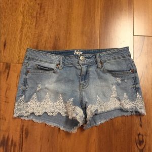Lace jean shorts